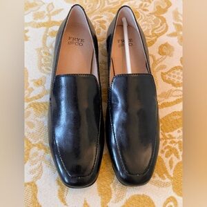 Frye Claire Venetian Leather Slip-On Loafers 6 M shiny Metallic Black NEW